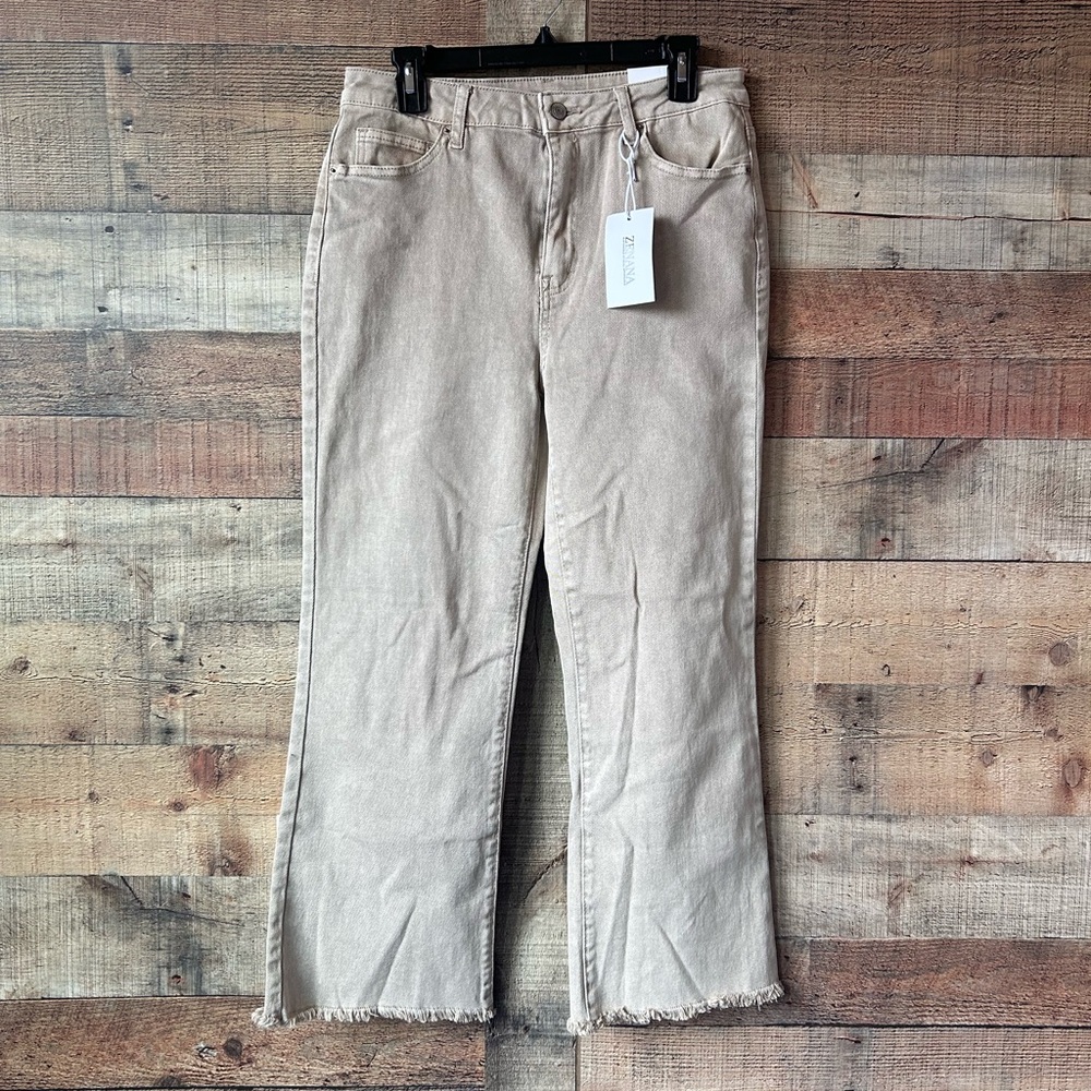 Relax Fit - Zenana Wide-Leg Jeans | HADDIE FRAYED HEM JEANS | Large | Neutral